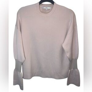 EUC Tibi Merino Wool Bell Sleeve🔔Sweater Blush Pink X- Small Luxury Staple Crew